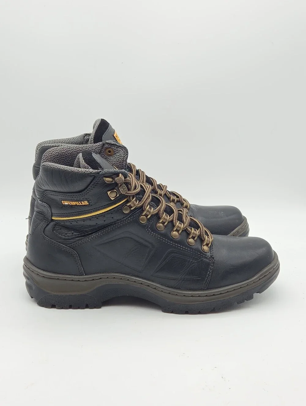 Caterpillar Y2K Lace Up Black Leather Boots Size‎ Men's 8.5 Wide